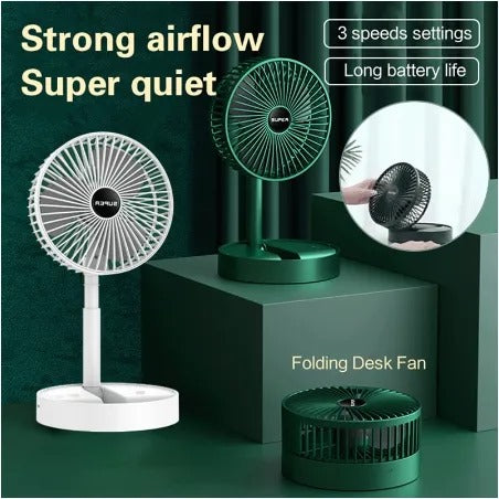 Folding Telescopic Floor Fan 3 Gears Summer Silent Desktop Retractable Fan