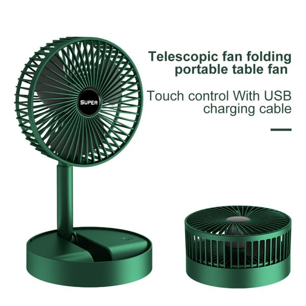 folding telescopic usb fan in green